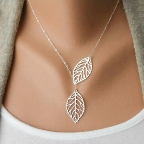 Gold Lasercut Lariate Leaf Choker Necklace Floral Plant Leafs Alloy Necklaces - Picture 2 of 16